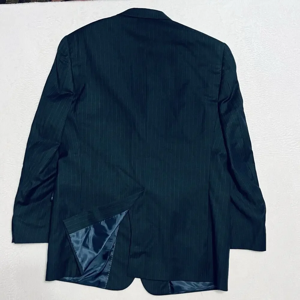 Hart Schaffner Marx Gold Trumpeter Blue Pinstripe Wool Sport Coat 44L 44 Long